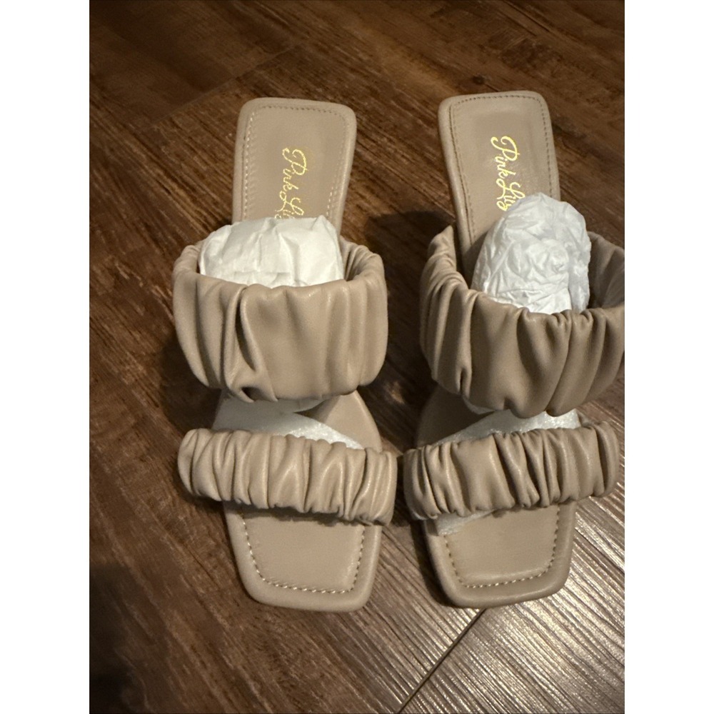 Women's‎ High Heels Sandals Slides Size 7.5 By Pink Lily New Tan